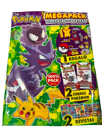 MegaPack Pokémon Nº10 – 2 Revistas + 2 Sobres Pokémon + 1 Extras Oficiales