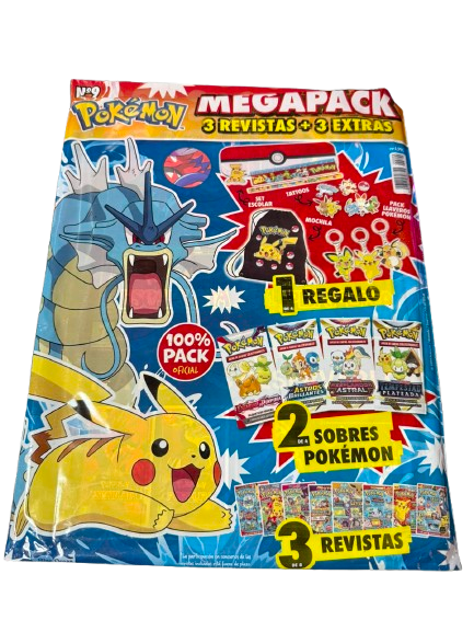 MegaPack Pokémon Nº9 – 3 Revistas + 1 Extras + 2 Sobres Oficiales