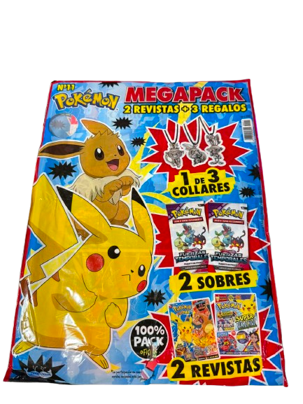 MegaPack Pokémon Nº11 – 2 Revistas + 2 Sobres Pokémon + 1 Regalos