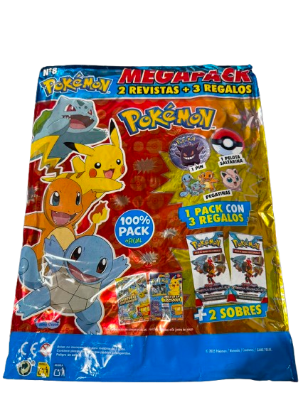 MegaPack Pokémon Nº8 – 2 Revistas + 2 Sobres Pokémon + 1 Regalos