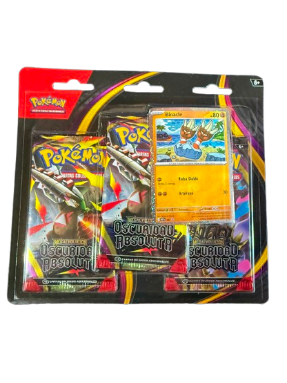 Blíster Pokémon Megaevolución: Oscuridad Absoluta | 3 Sobres + Promo Binacle | Español