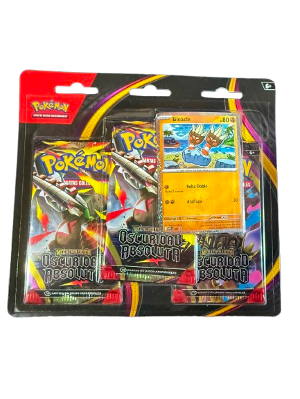 Blíster Pokémon Megaevolución: Oscuridad Absoluta | 3 Sobres + Promo Binacle | Español